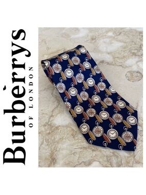 Burberry’s of London Clocks Nova Check Print 100% Silk Tie